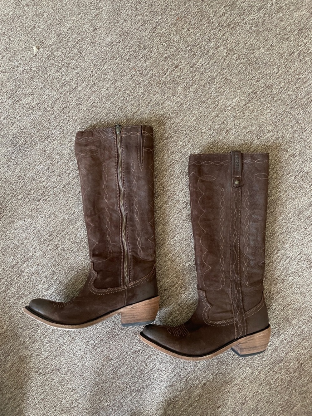 LIBERTY Black Women's Dark Brown Suede Western Knee-High Boot